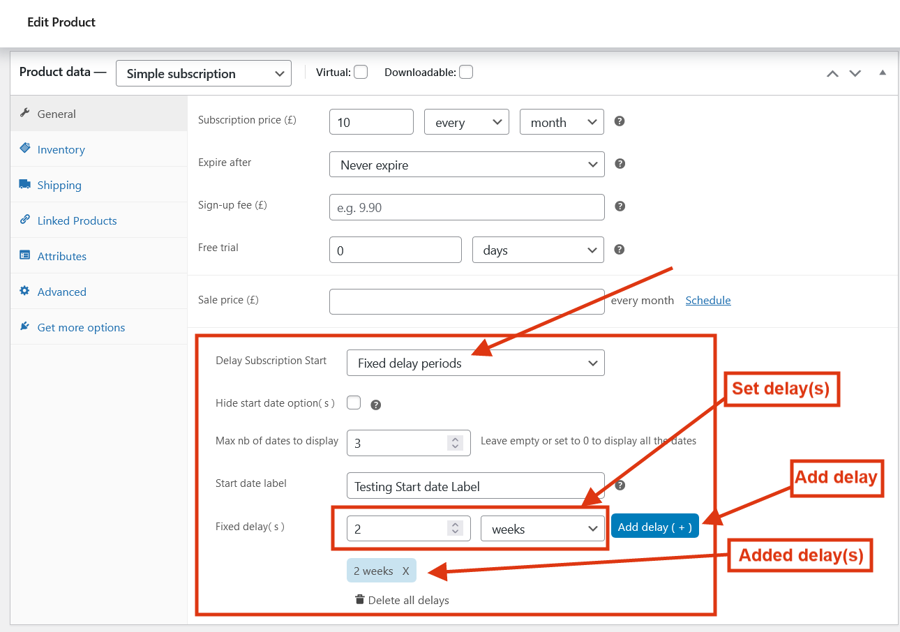 Backend Fixed Delay Period Custom Start Date for WooCommerce Subscriptions - ProgosTech