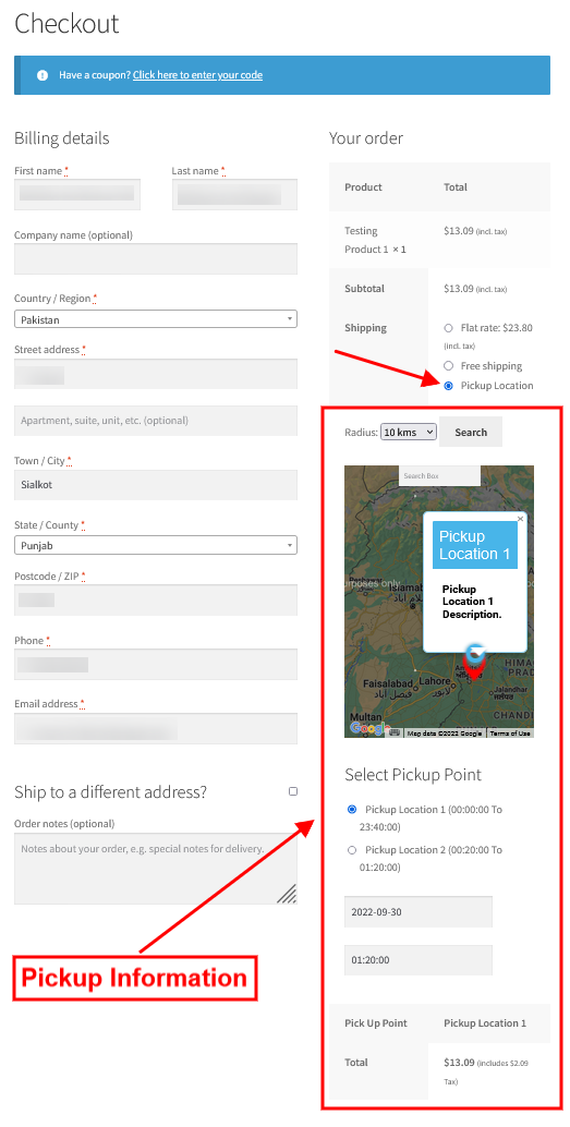 Checkout WooCommerce Local Pickup With Multiple Locations​ - ProgosTech