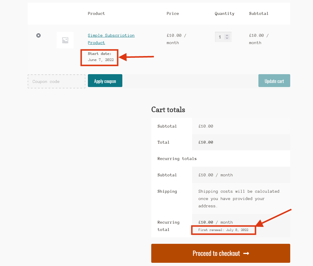 Frontend Cart Custom Start Date for WooCommerce Subscriptions - ProgosTech