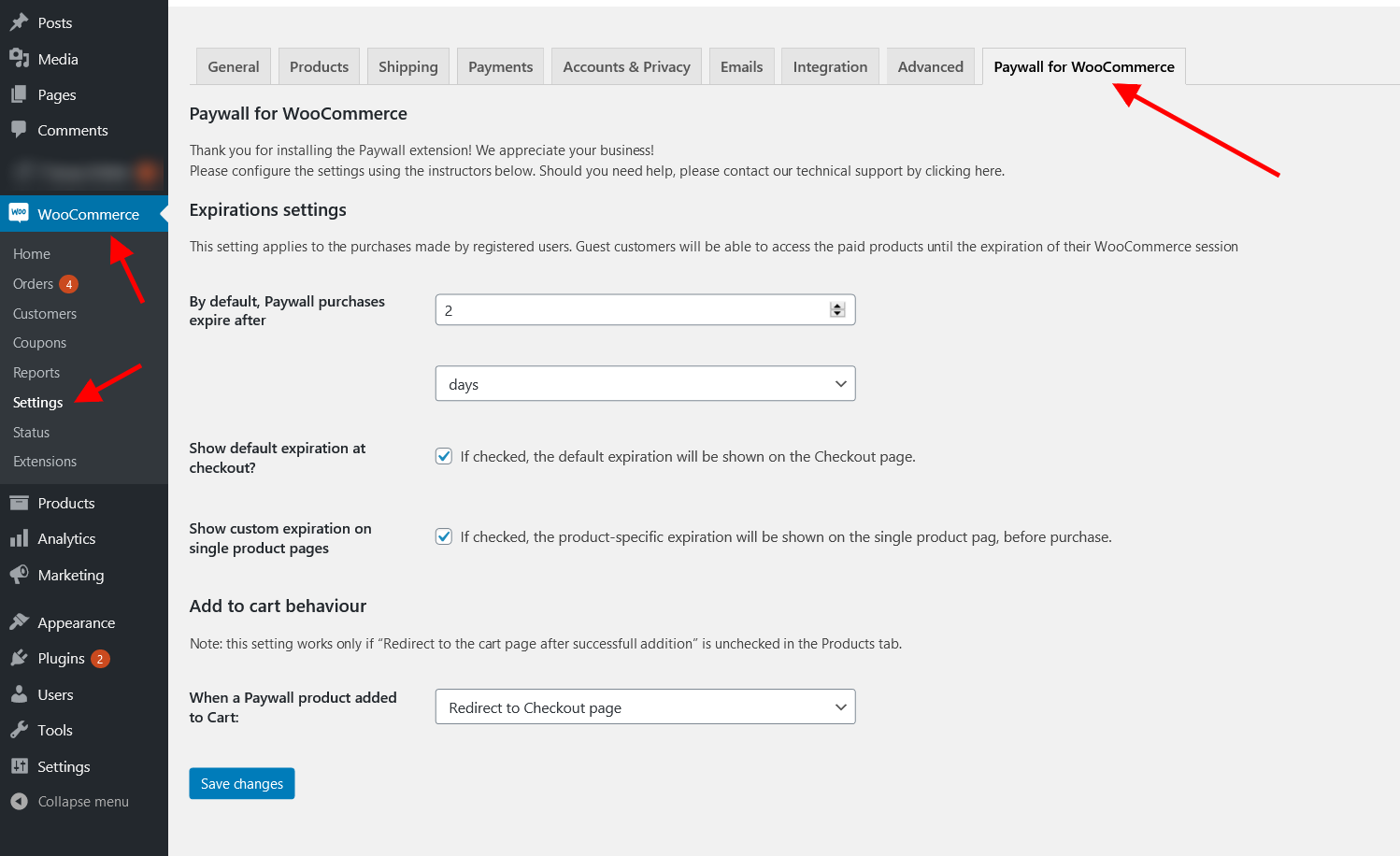 Paywall for WooCommerce general settings - ProgosTech