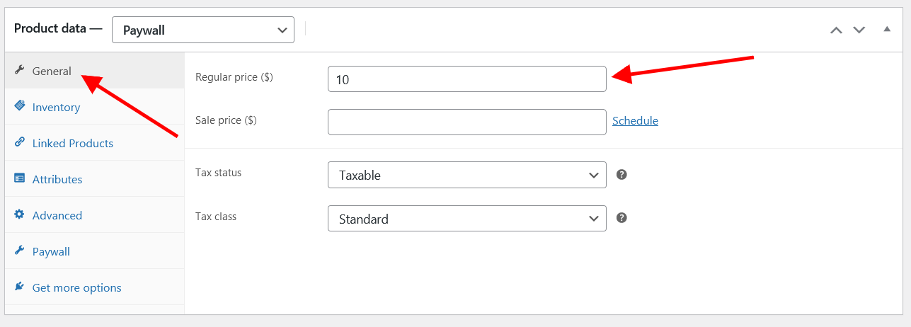 Paywall for WooCommerce product creation General tab - ProgosTech