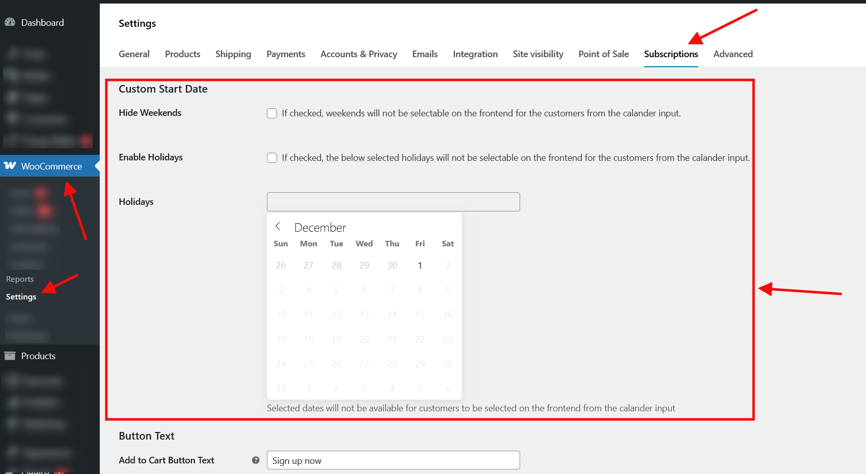 Settings Custom Start Date for WooCommerce Subscriptions - ProgosTech