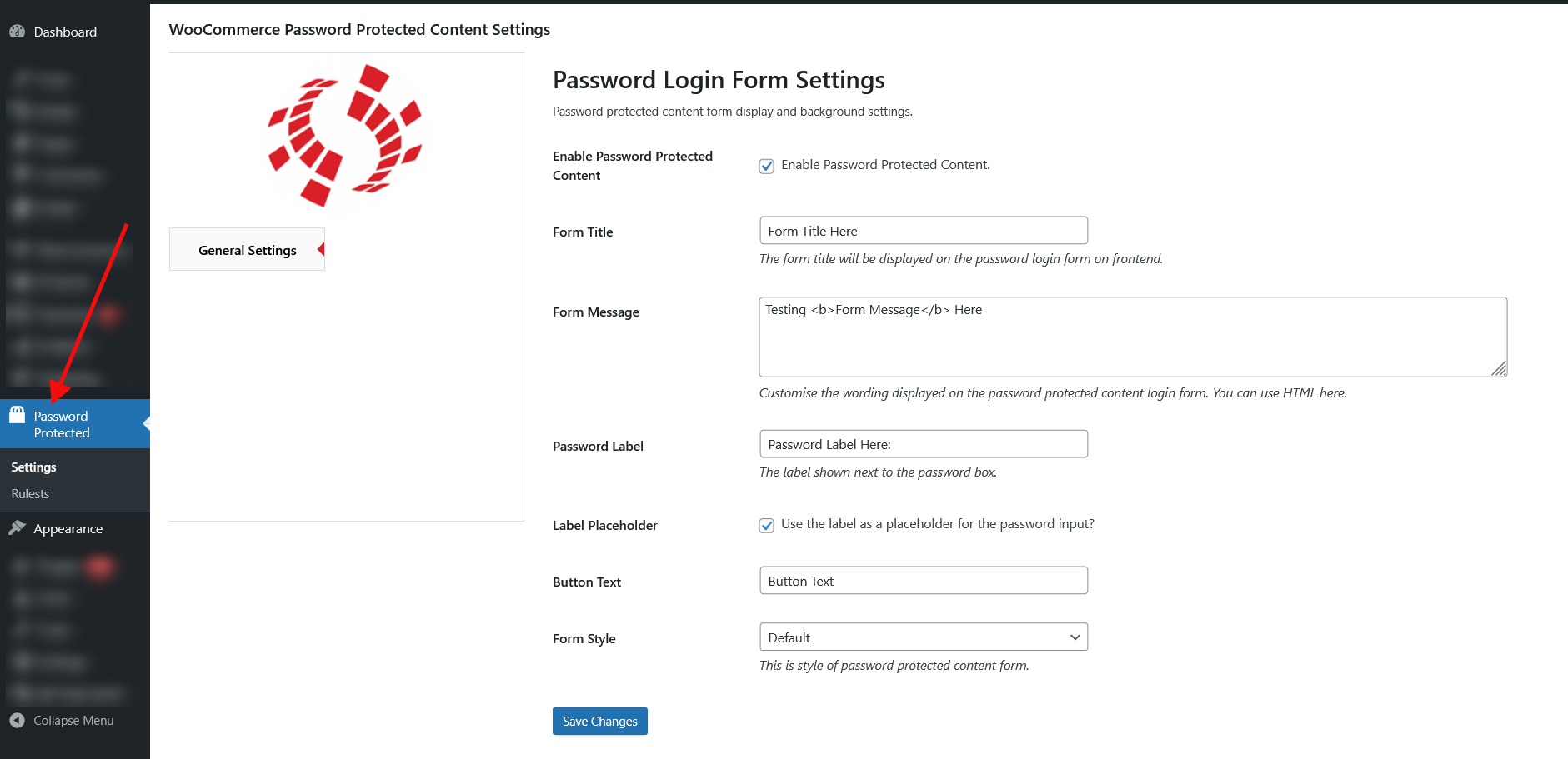 Password Protect WooCommerce Products and Categories Settings