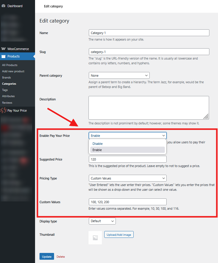 WooCommerce Name Your Price – Custom Pay Your Price Plugin - Category Settings