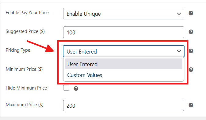 WooCommerce Name Your Price – Custom Pay Your Price Plugin - Product Settings User Entered