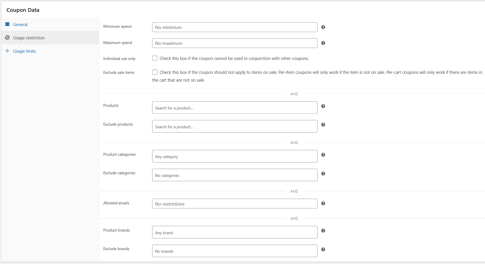 How to Generate 1 Million (And More) WooCommerce Coupons Without Crashing Your Server Backend Settings Usage Restrictions